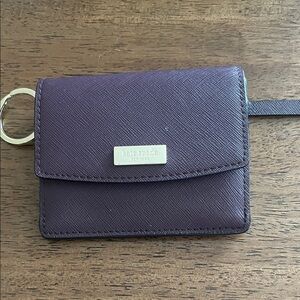kate spade Deep Plum Saffiano Leather Card Wallet with Key Ring